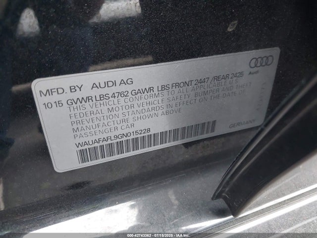 Audi 2016 2016 WAUAFAFL9GN015228 Image 9