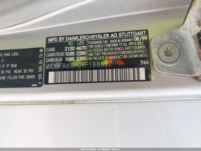 2000 MERCEDES-BENZ SL 500 WDBFA68F0YF188657 Photo 8