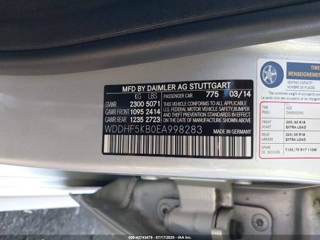 WDDHF5KB0EA998283 Mercedes-Benz 2014