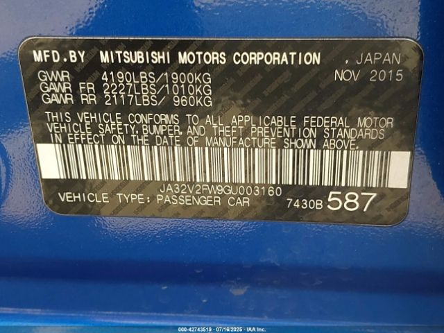 2016 MITSUBISHI LANCER JA32V2FW9GU003160 Photo 8