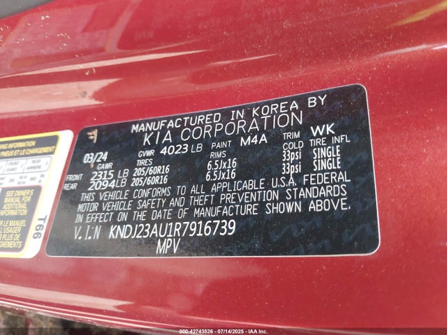 KNDJ23AU1R7916739 KIA 2024