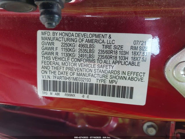 7FART6H51ME032193 Honda lfb2