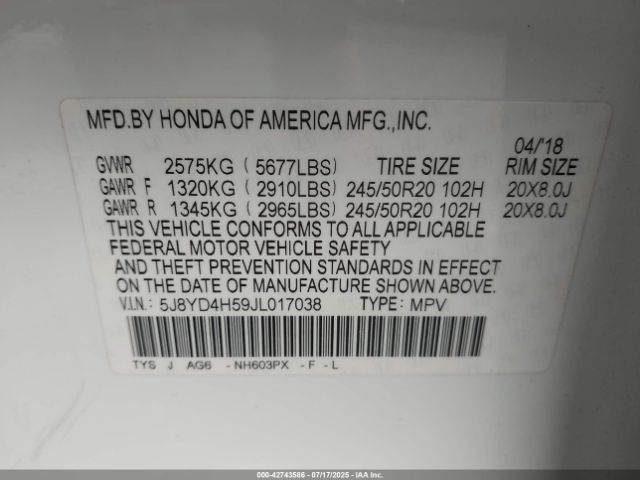 2018 ACURA MDX 5J8YD4H59JL017038 Photo 8