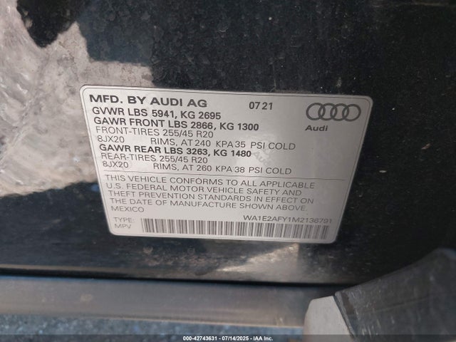 Audi 2021 2021 WA1E2AFY1M2136791 Image 9