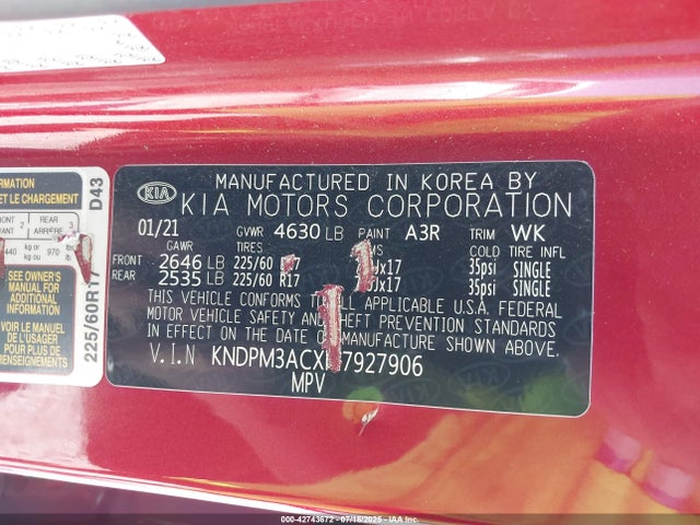 KIA gdi theta-ii 2021 KNDPM3ACXM7927906 Image 18