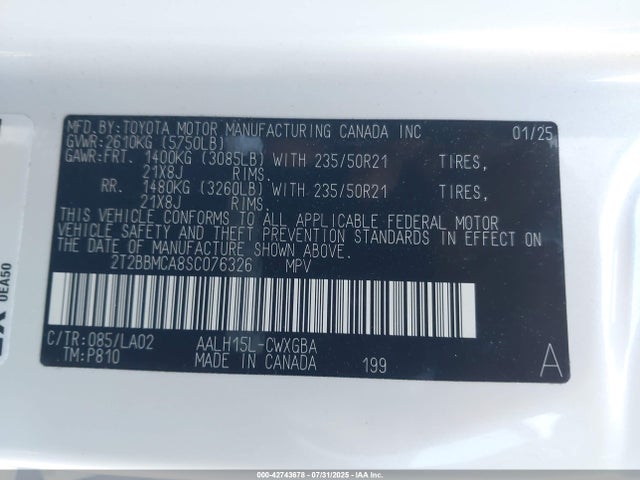 Lexus a25a-fxs 2025 2T2BBMCA8SC076326 Image 9
