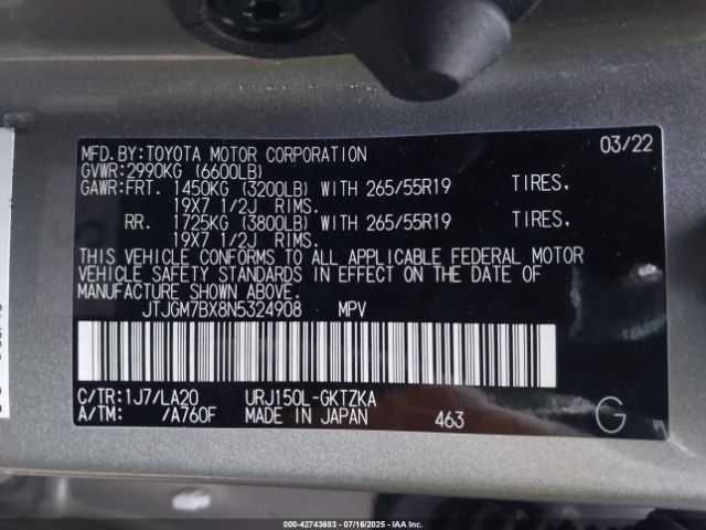 2022 LEXUS GX 460 JTJGM7BX8N5324908 Photo 8