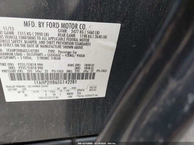 1FAHP2H86EG142281 Ford 2014
