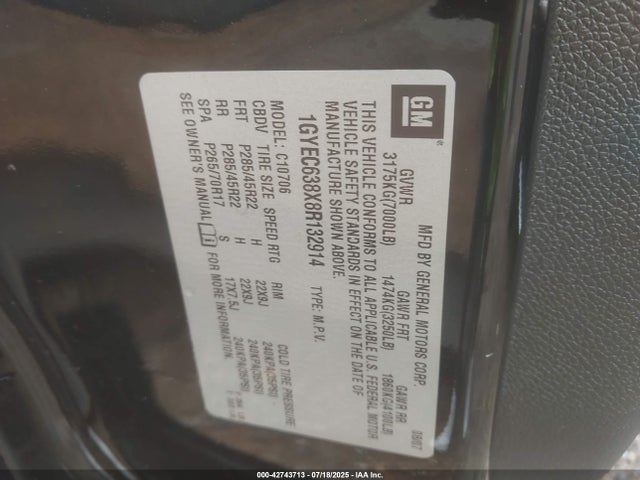 2008 CADILLAC ESCALADE 1GYEC638X8R132914 Photo 8