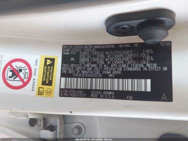 2010 TOYOTA HIGHLANDER 5TDJK3EH5AS009726 Photo 8