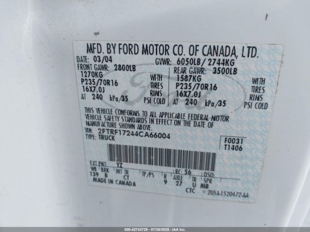 2004 FORD F-150 HERITAGE 2FTRF17244CA66004 Photo 8