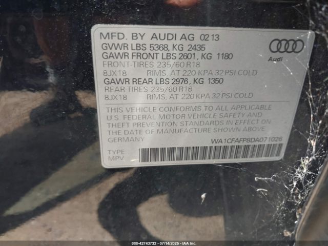 2013 AUDI Q5 WA1CFAFP8DA071026 Photo 8