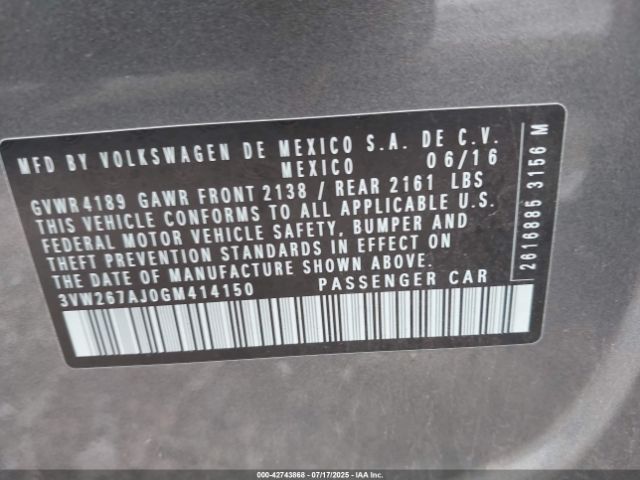 2016 VOLKSWAGEN JETTA 3VW267AJ0GM414150 Photo 8