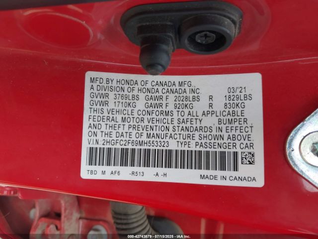 2021 HONDA CIVIC 2HGFC2F69MH553323 Photo 8