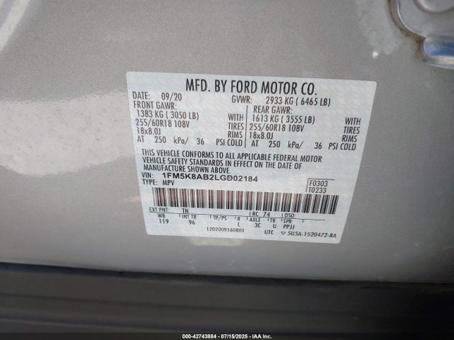 Ford 2020 2020 1FM5K8AB2LGD02184 Image 9
