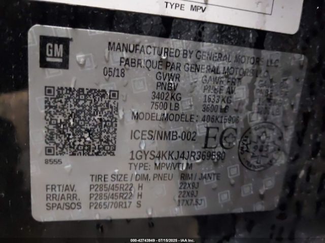 2018 CADILLAC ESCALADE ESV 1GYS4KKJ4JR369580 Photo 8