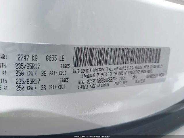 2C4RC1BG9KR652297 Chrysler Pacifica
