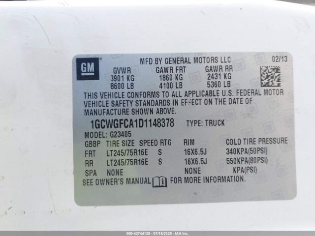 2013 CHEVROLET EXPRESS 2500 1GCWGFCA1D1148378 Photo 8