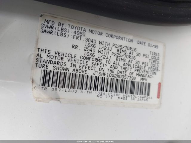 1999 LEXUS RX 300 JT6HF10U2X0057392 Photo 8