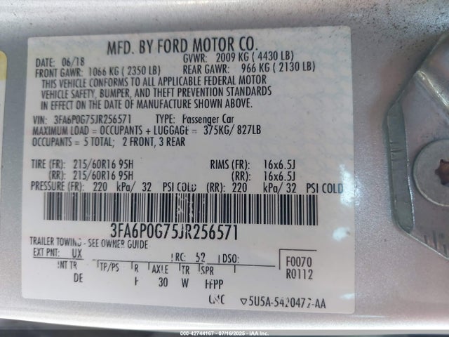 Ford 2018 2018 3FA6P0G75JR256571 Image 9