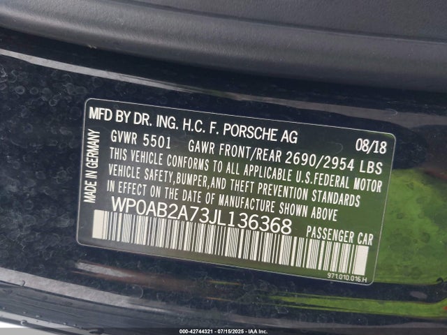 2018 PORSCHE PANAMERA WP0AB2A73JL136368 Photo 8