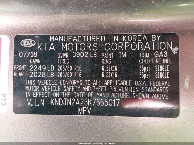 KNDJN2A23K7665017 KIA g gdi