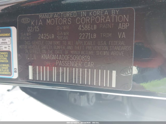 KNAGM4AD0F5090819 KIA mpi theta ii