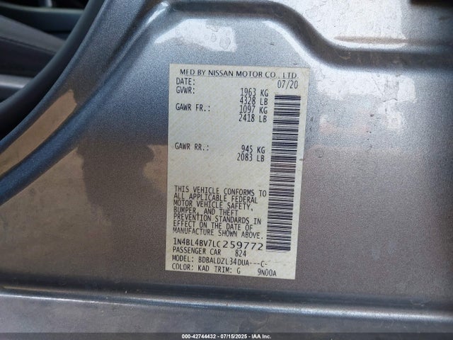 1N4BL4BV7LC259772 Nissan 2020