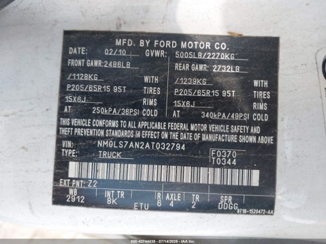 2010 FORD TRANSIT CONNECT NM0LS7AN2AT032794 Photo 8