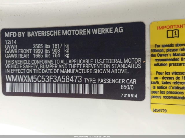 2015 MINI HARDTOP WMWXM5C53F3A58473 Photo 8