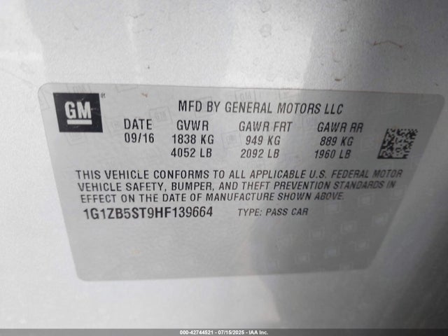 1G1ZB5ST9HF139664 Chevrolet lfv - di: direct injection, vvt: variable valve timing, gen 1