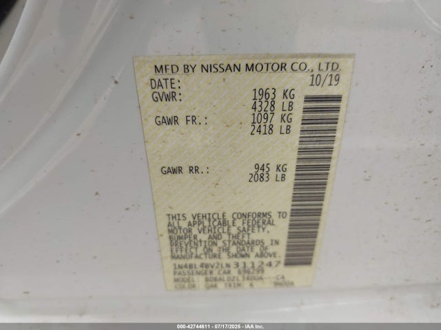Nissan 2020 2020 1N4BL4BV2LN311247 Image 9