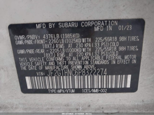 Subaru na 2023 JF2GTHNC6P8322274 Image 9