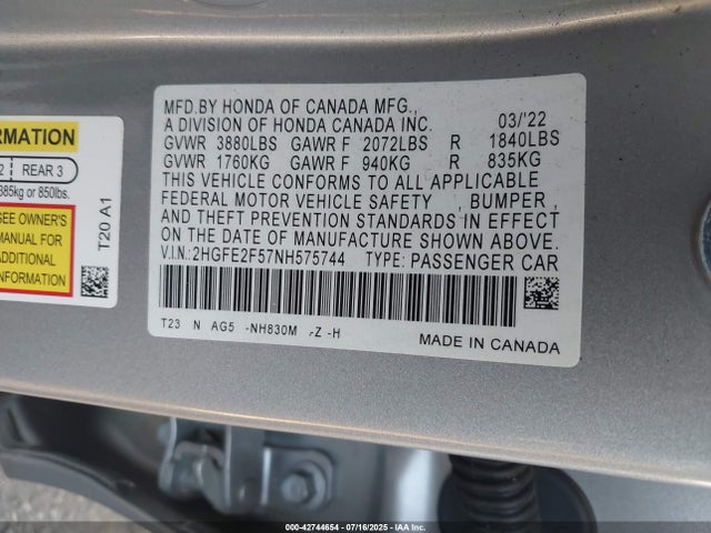 Honda k20c2 2022 2HGFE2F57NH575744 Image 9