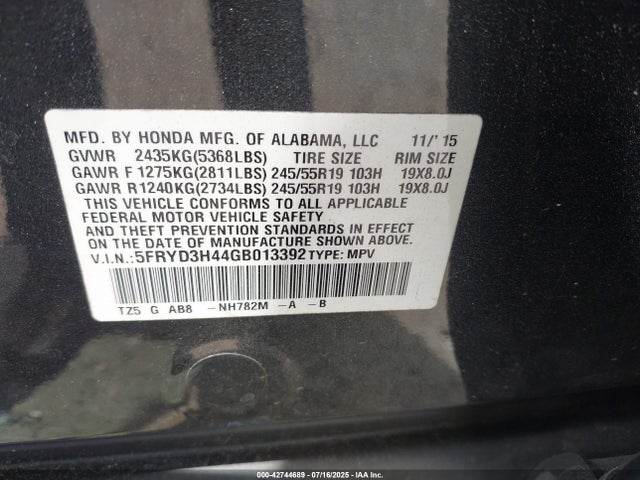 2016 ACURA MDX 5FRYD3H44GB013392 Photo 8