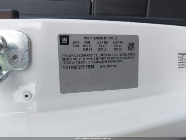 2015 CHEVROLET CORVETTE 1G1YM2D72F5119618 Photo 8