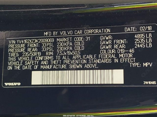 2019 VOLVO XC40 YV4162XZ3K2009069 Photo 8
