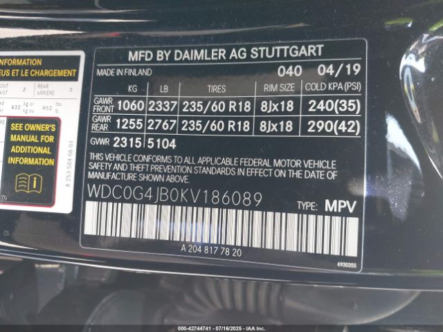 2019 MERCEDES-BENZ GLC 300 WDC0G4JB0KV186089 Photo 8