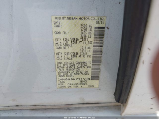 2016 NISSAN FRONTIER 1N6AD0ER8GN711598 Photo 8
