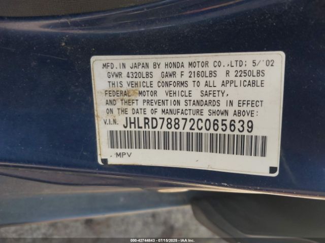 2002 HONDA CR-V JHLRD78872C065639 Photo 8