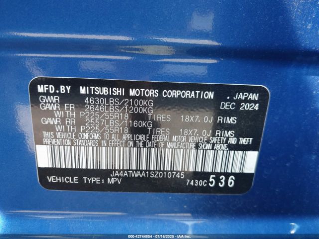 2025 MITSUBISHI ECLIPSE CROSS JA4ATWAA1SZ010745 Photo 8