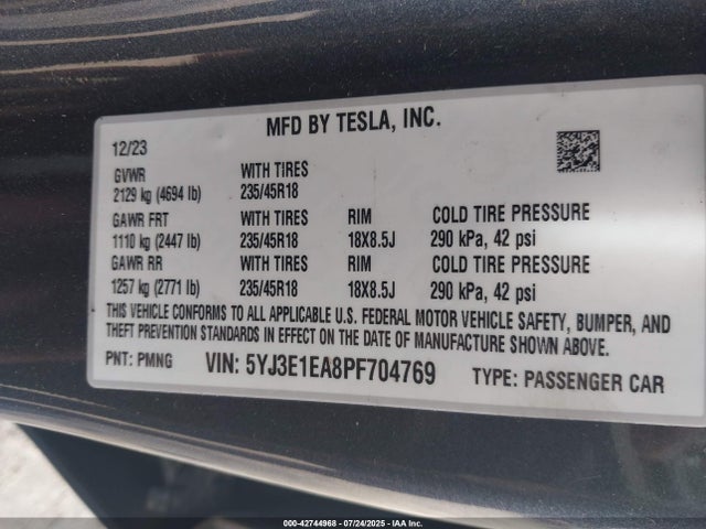 2023 TESLA MODEL 3 5YJ3E1EA8PF704769 Photo 8