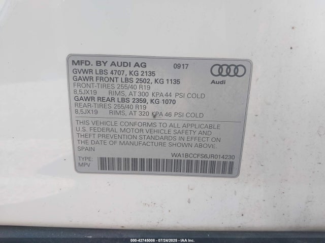 2018 AUDI Q3 WA1BCCFS6JR014230 Photo 8