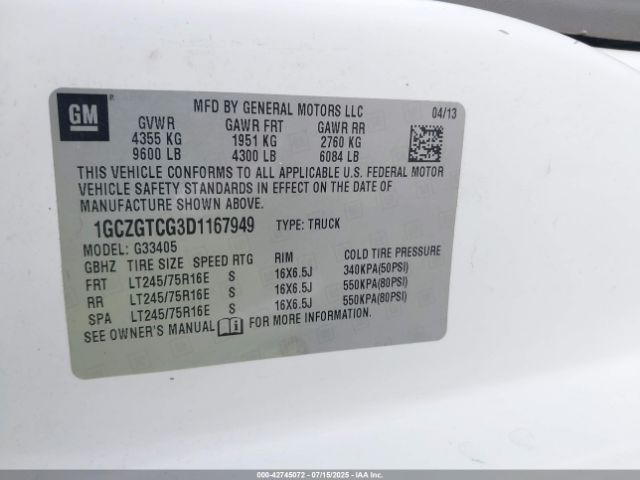 2013 CHEVROLET EXPRESS 3500 1GCZGTCG3D1167949 Photo 8