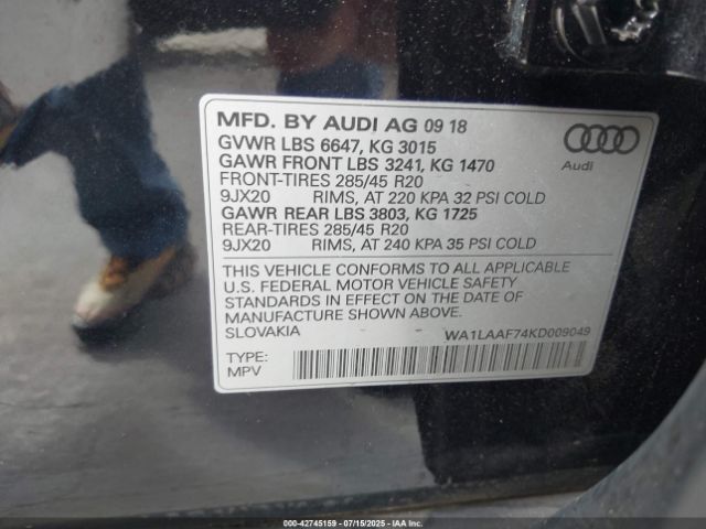 2019 AUDI Q7 WA1LAAF74KD009049 Photo 8