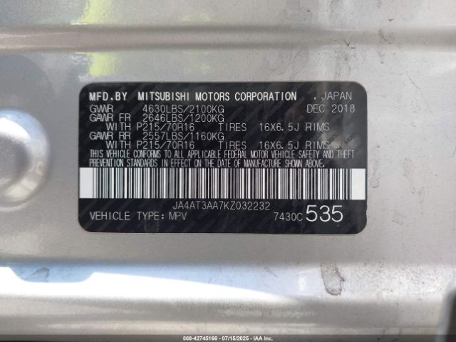 2019 MITSUBISHI ECLIPSE CROSS JA4AT3AA7KZ032232 Photo 8