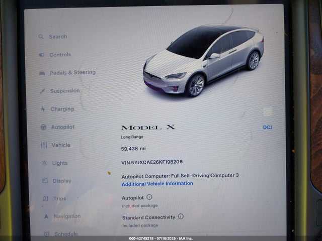 5YJXCAE26KF198206 Tesla MODEL X