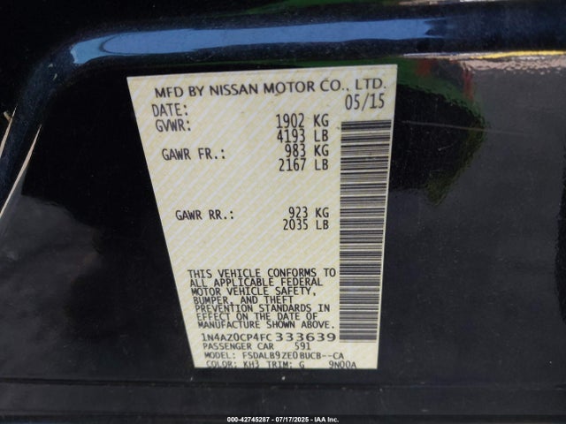 1N4AZ0CP4FC333639 Nissan 2015
