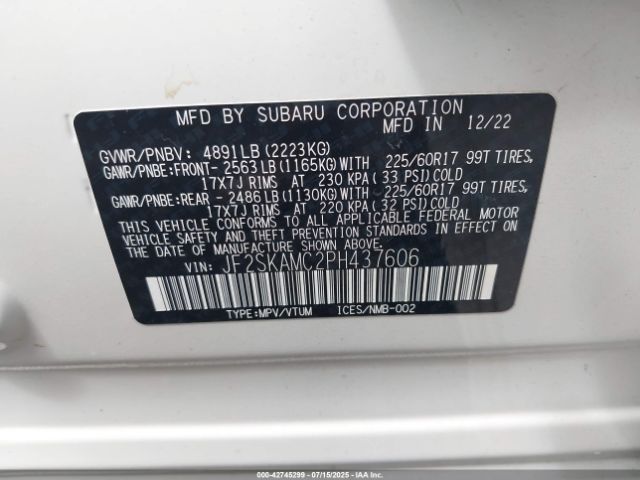 2023 SUBARU FORESTER JF2SKAMC2PH437606 Photo 8