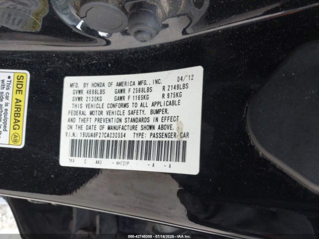 2012 ACURA TL 19UUA8F27CA030554 Photo 8